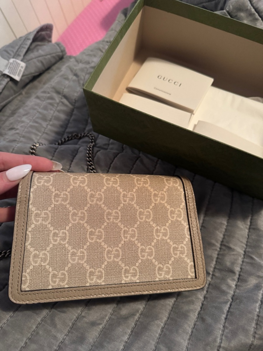 Gucci Beige/Gray Dionysus GG Mini Crossbody Bag - Picture 3 of 4